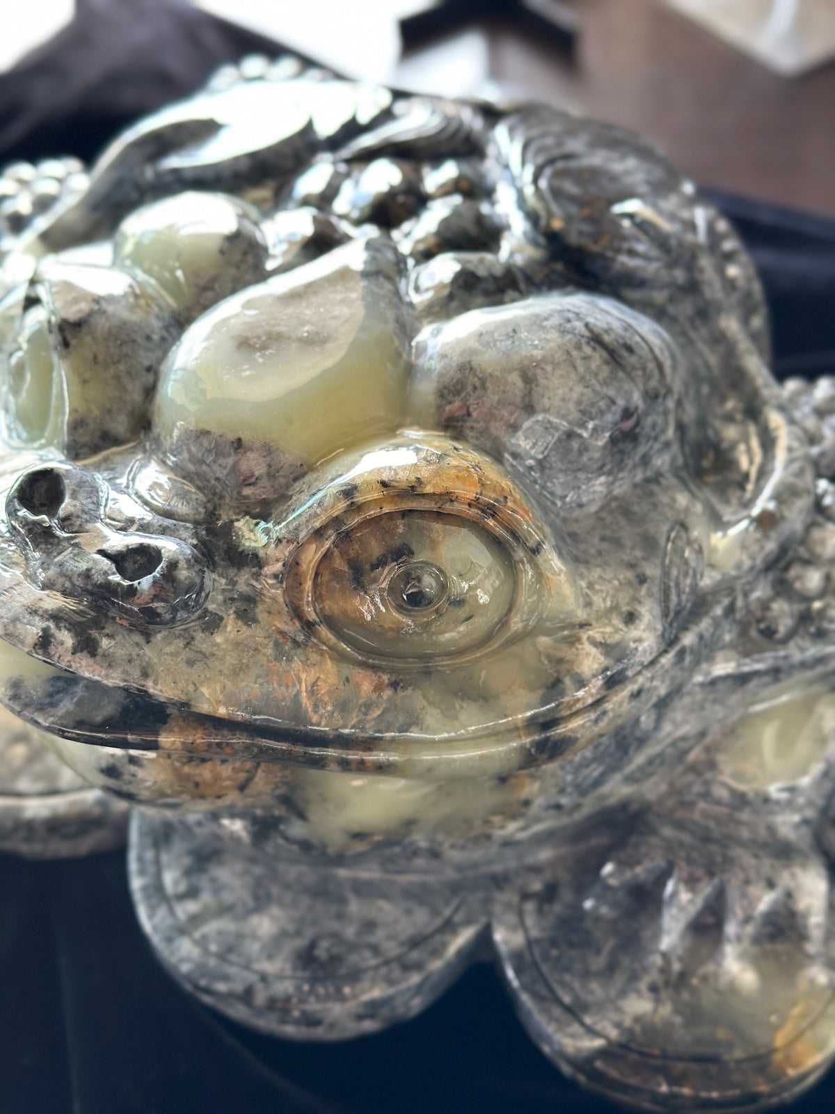 Massive Hand-carved Burmese Multi-colored Jade 3 Legged Toad #J42