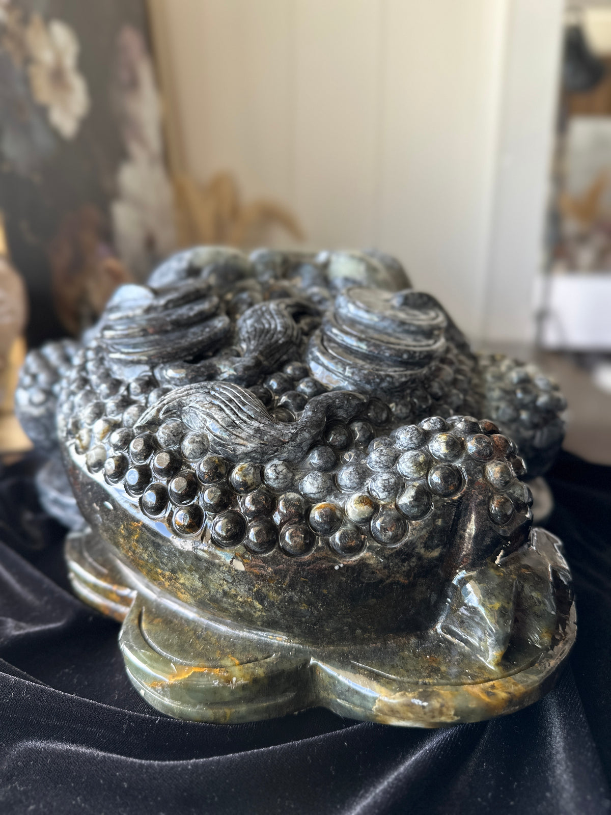 Massive Hand-carved Burmese Multi-colored Jade 3 Legged Toad #J42