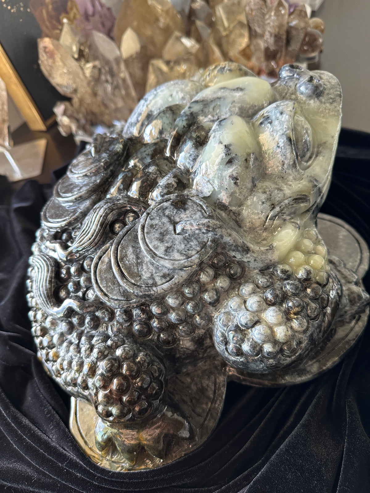 Massive Hand-carved Burmese Multi-colored Jade 3 Legged Toad #J42