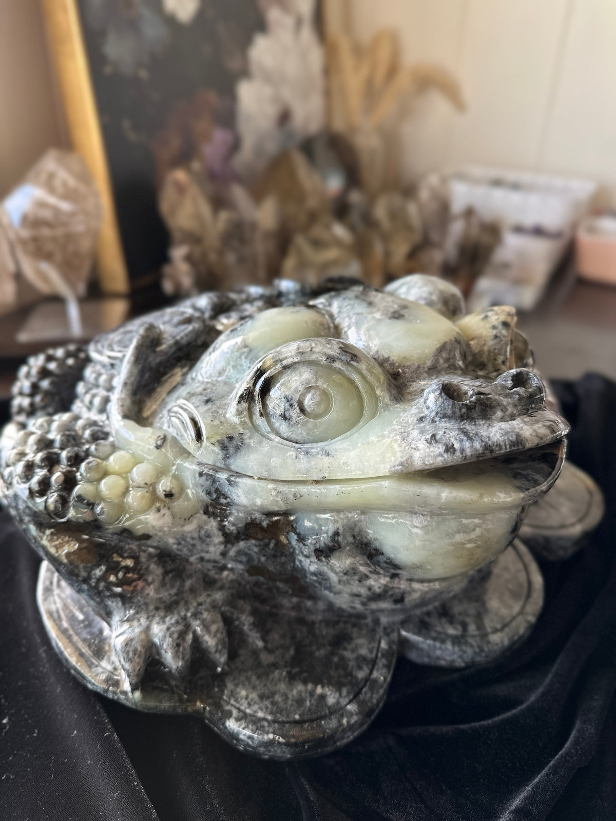 Massive Hand-carved Burmese Multi-colored Jade 3 Legged Toad #J42