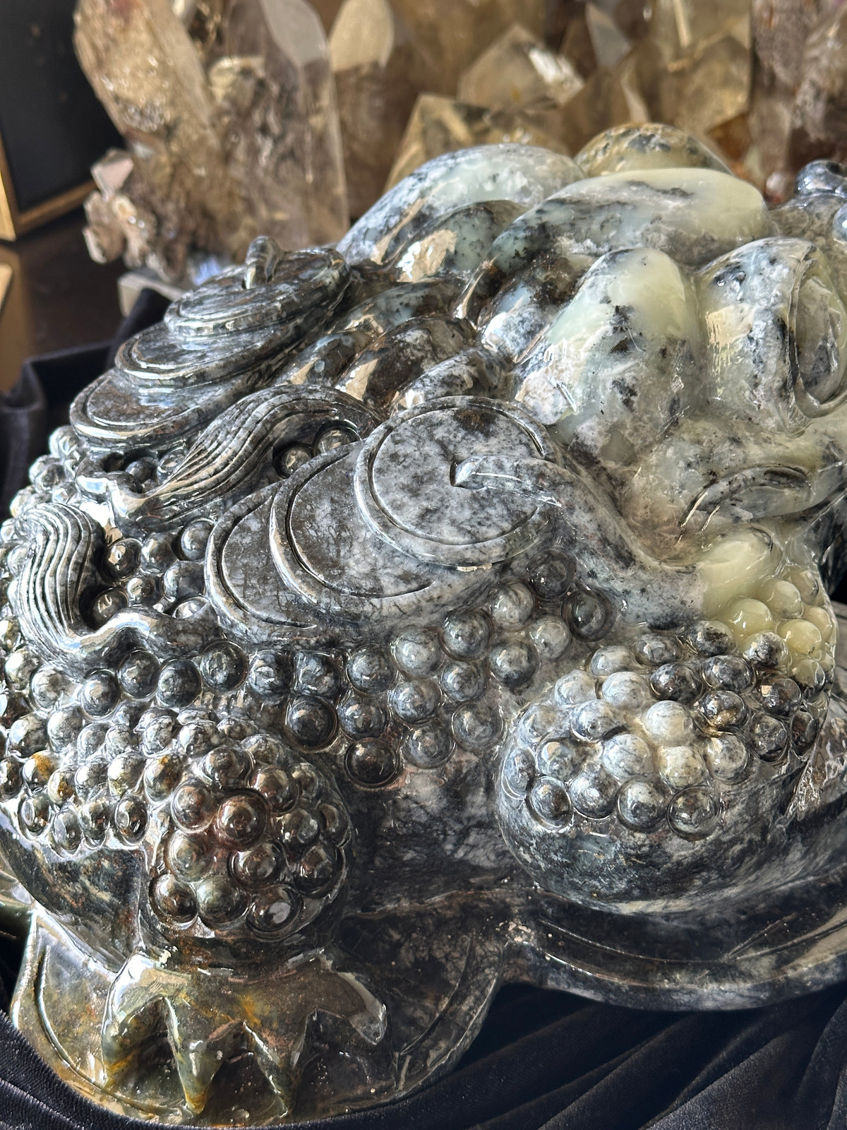 Massive Hand-carved Burmese Multi-colored Jade 3 Legged Toad #J42