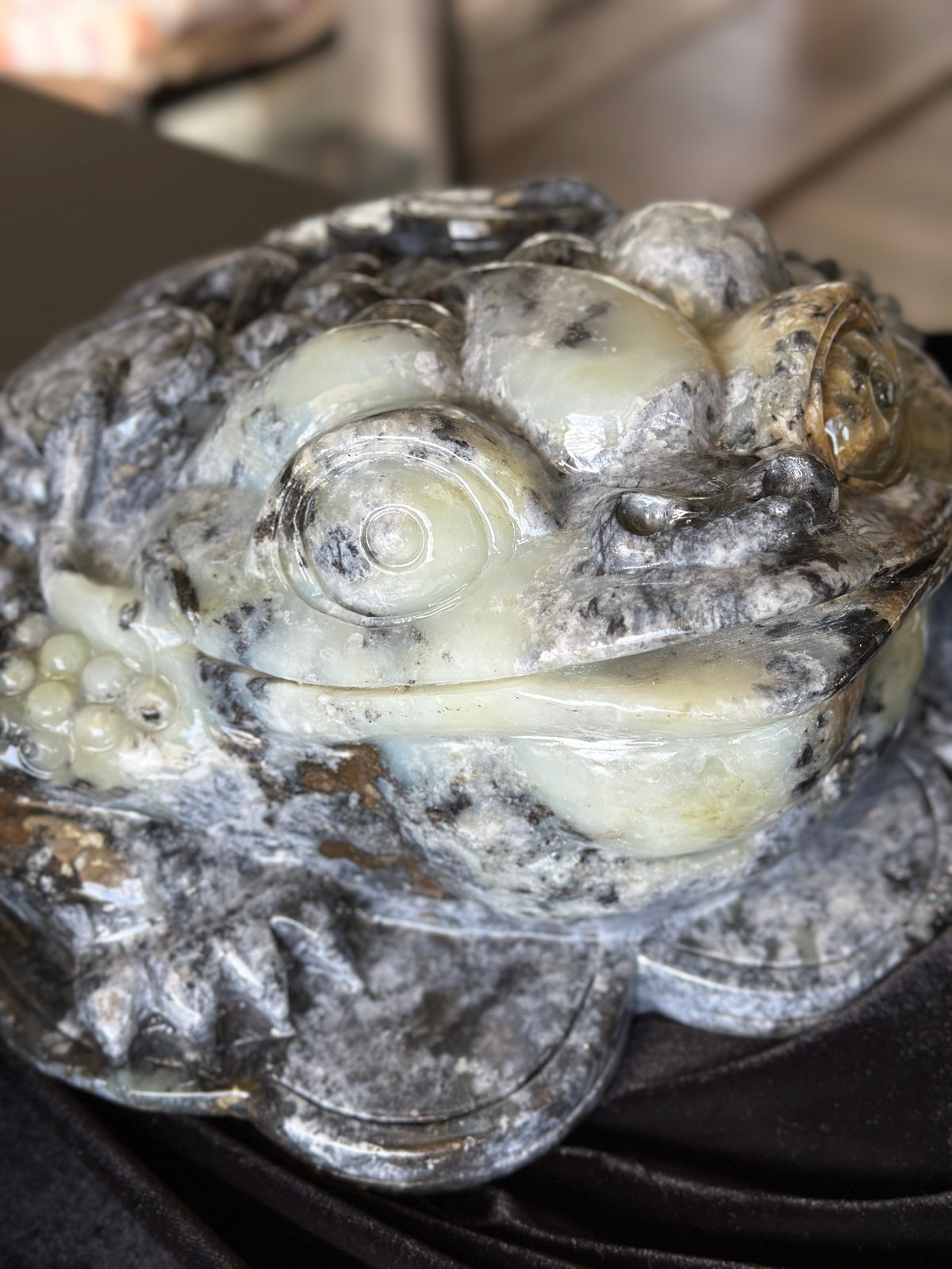 Massive Hand-carved Burmese Multi-colored Jade 3 Legged Toad #J42