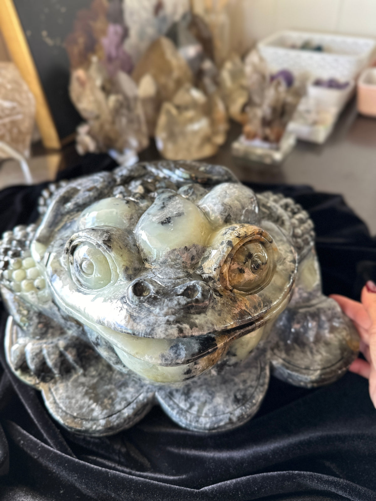 Massive Hand-carved Burmese Multi-colored Jade 3 Legged Toad #J42