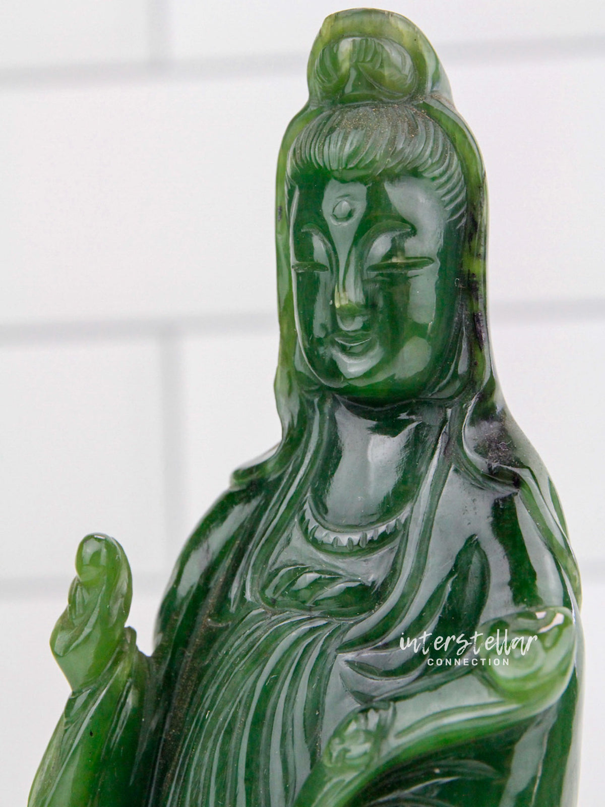 Canadian Jade Standing Quan Yin 100% Natural Stone #J06