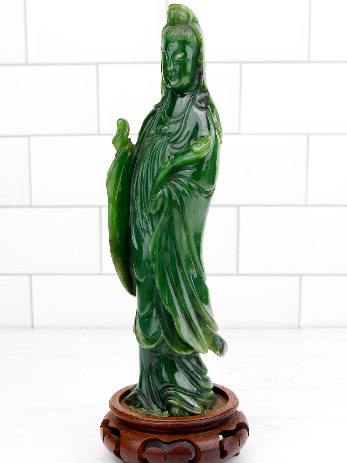 Canadian Jade Standing Quan Yin 100% Natural Stone #J06