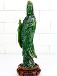 Canadian Jade Standing Quan Yin 100% Natural Stone #J06
