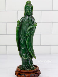 Canadian Jade Standing Quan Yin 100% Natural Stone #J06