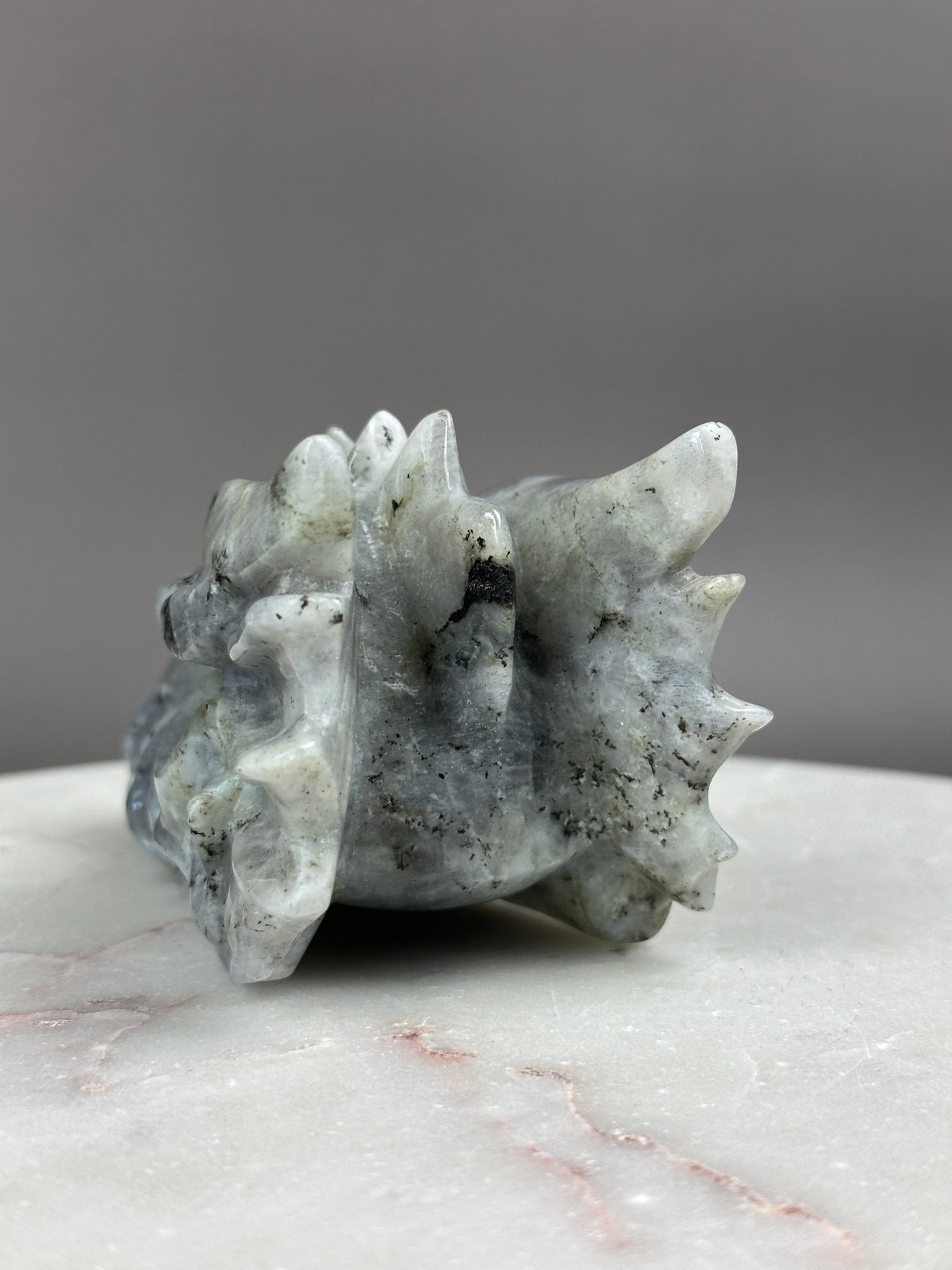 Labradorite 5" Hand-carved Dragon Skull #D4