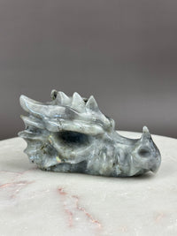 Labradorite 5" Hand-carved Dragon Skull #D4