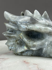 Labradorite 5" Hand-carved Dragon Skull #D4