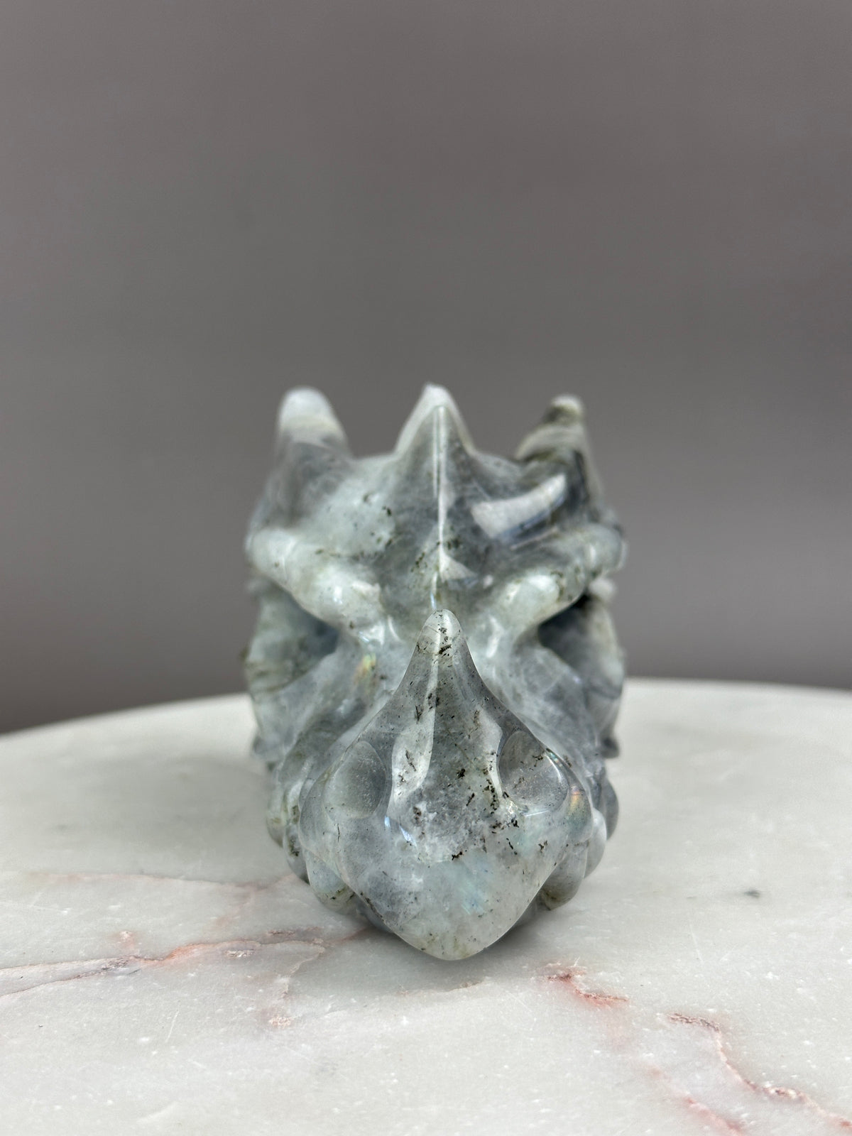 Labradorite 5" Hand-carved Dragon Skull #D4
