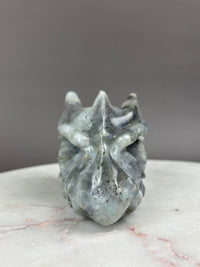 Labradorite 5" Hand-carved Dragon Skull #D4
