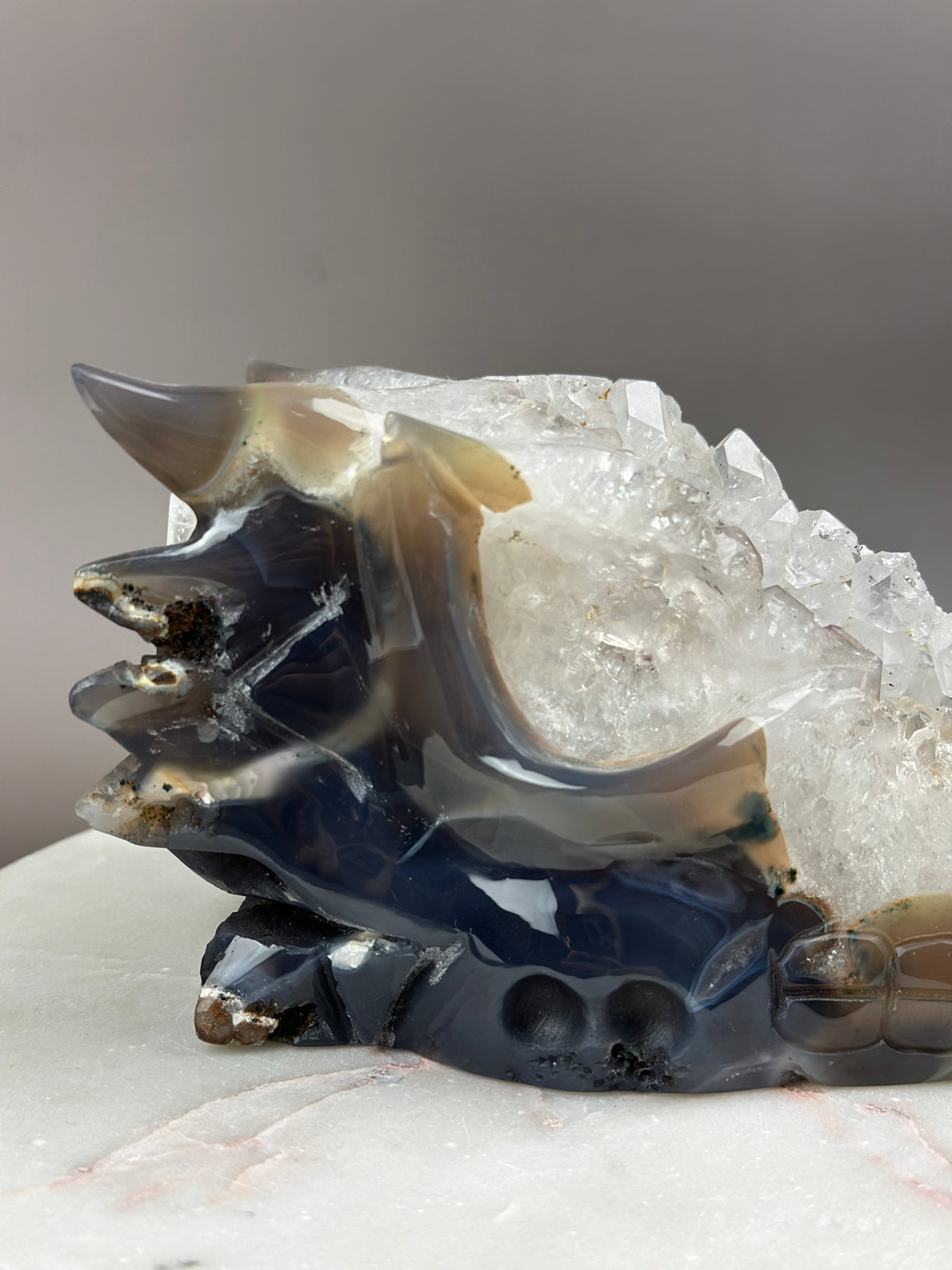 Large Agate Geode 8" Dragon Skull - LANCELOT #D7