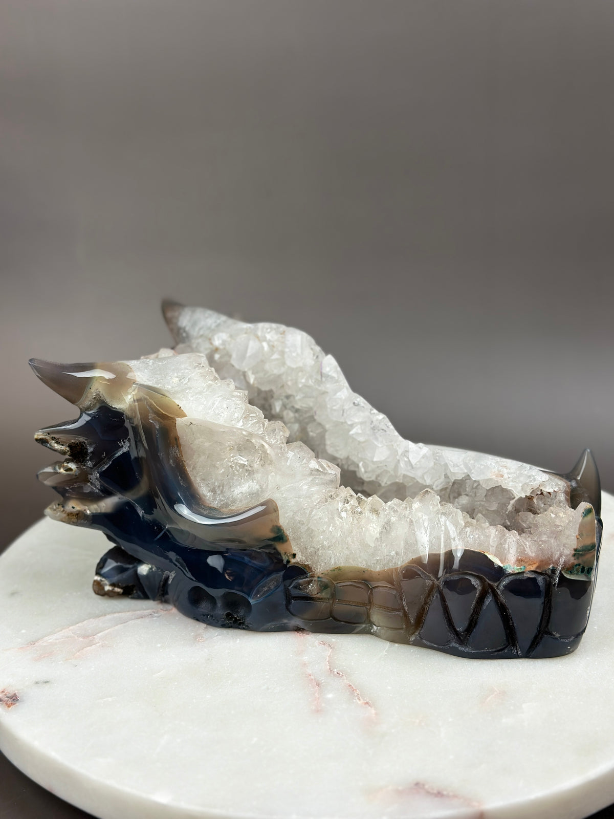 Large Agate Geode 8" Dragon Skull - LANCELOT #D7