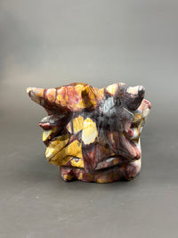 Mookaite Jasper Large Hand-Carved 7" Dragon Skull with Labradorite Eyes #D9