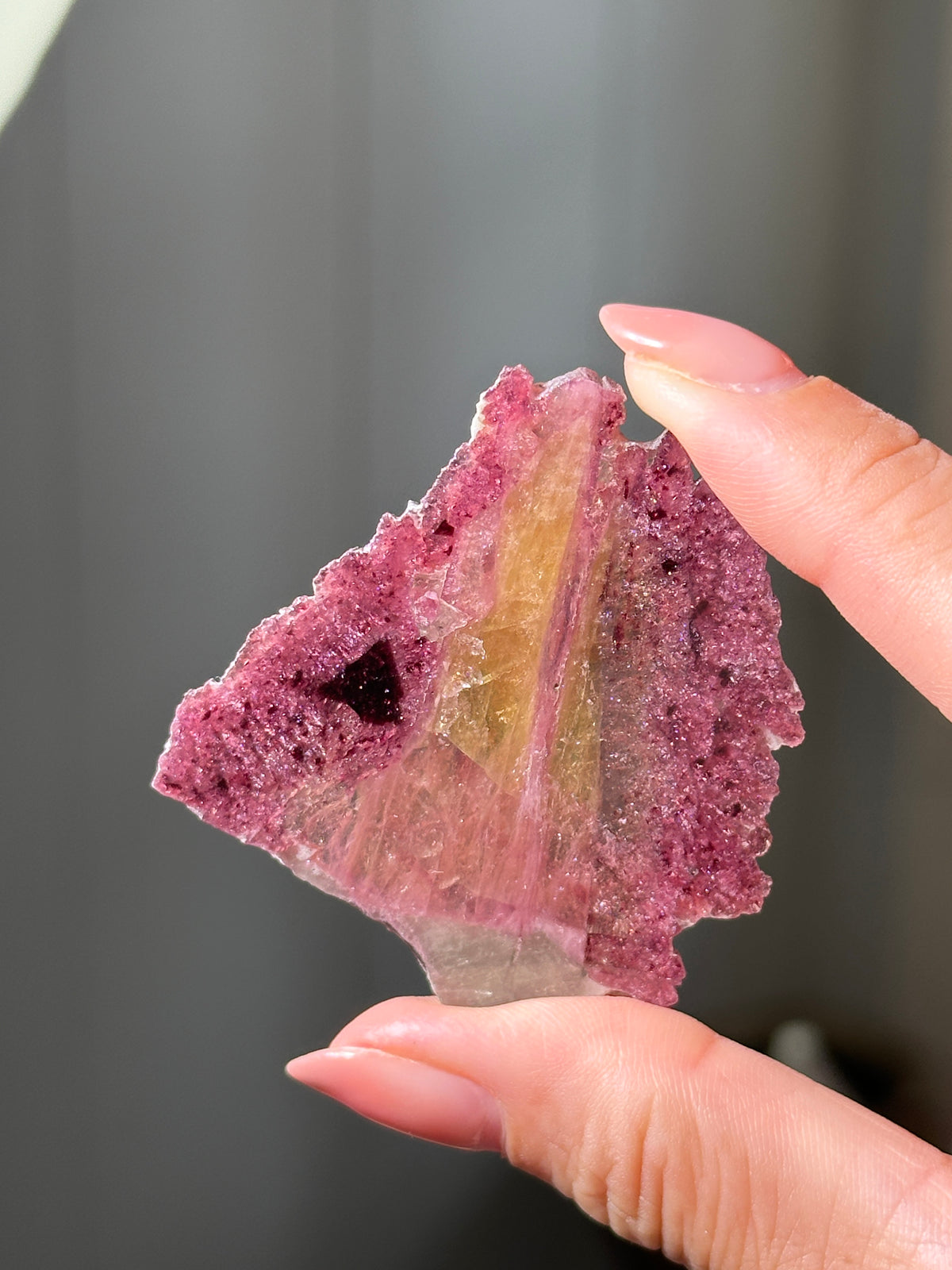 Pink and Yellow Tourmaline Slice