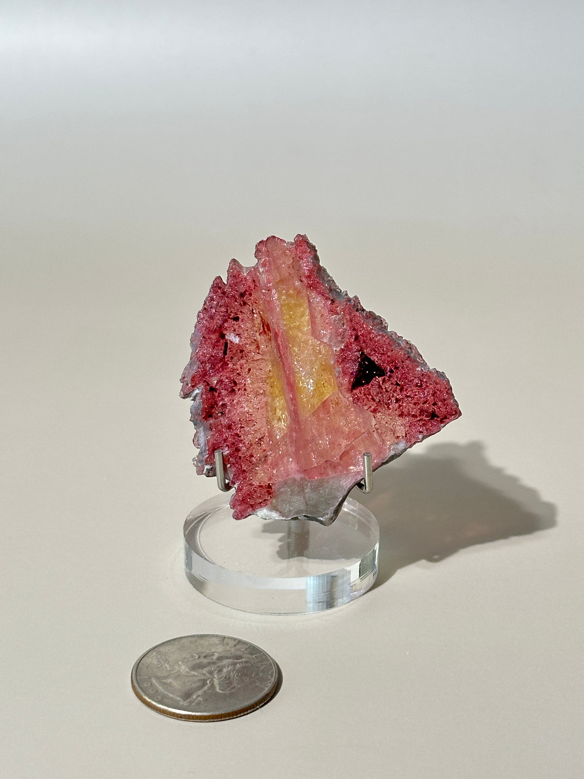 Pink and Yellow Tourmaline Slice