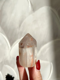 Pink Lithium Tower with Snowy White Inclusion