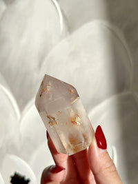 Pink Lithium Tower with Snowy White Inclusion