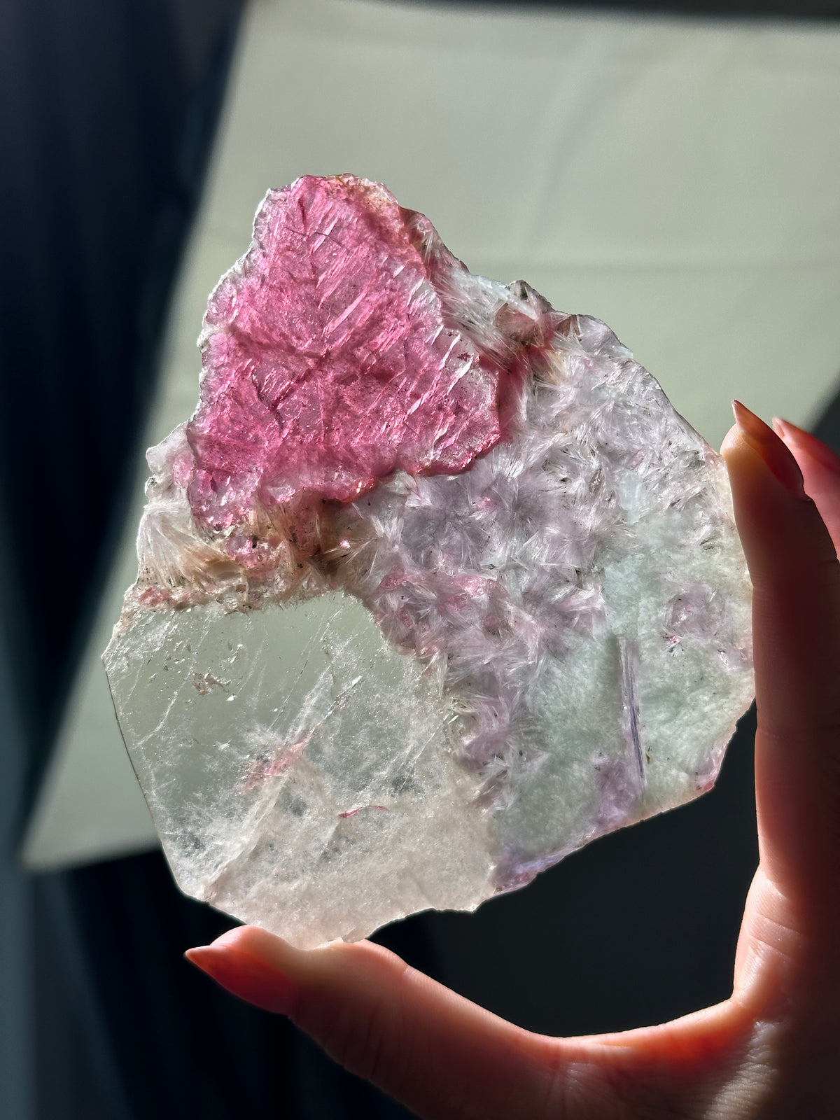 Pink Tourmaline Lepidolite Slice