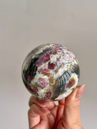 Pink Tourmaline Golden Smoky Sphere
