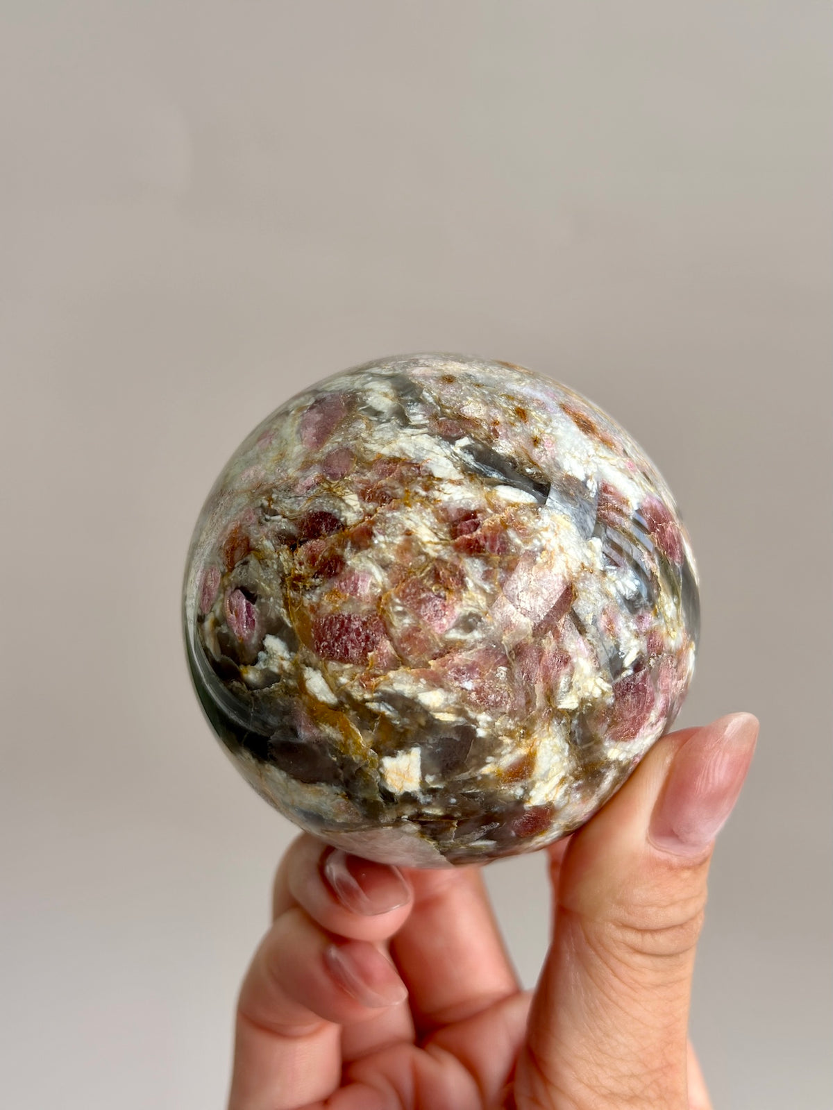 Pink Tourmaline Golden Smoky Sphere