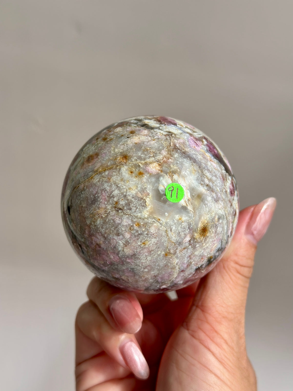 Pink Tourmaline Golden Smoky Sphere