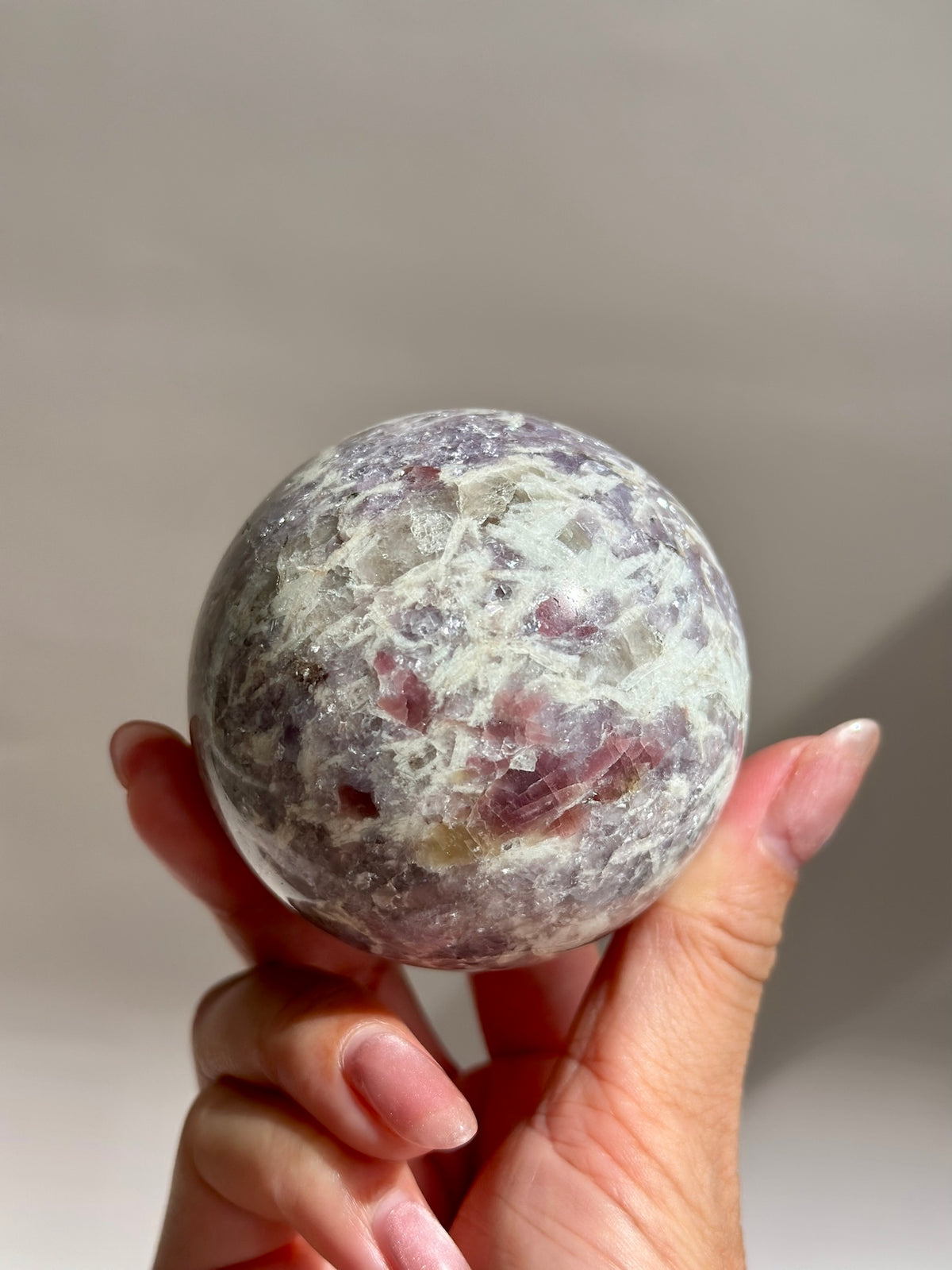 Pink Tourmaline Lepidolite Unicorn Sphere