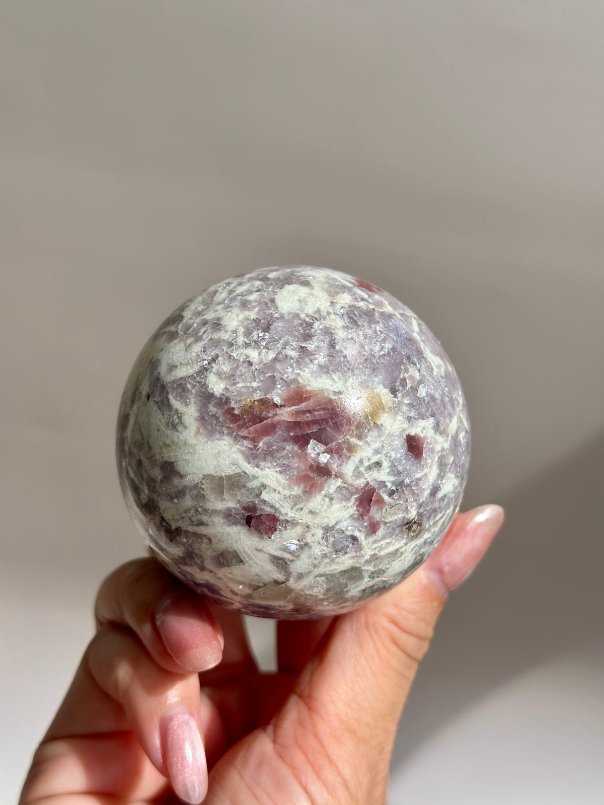 Pink Tourmaline Lepidolite Unicorn Sphere
