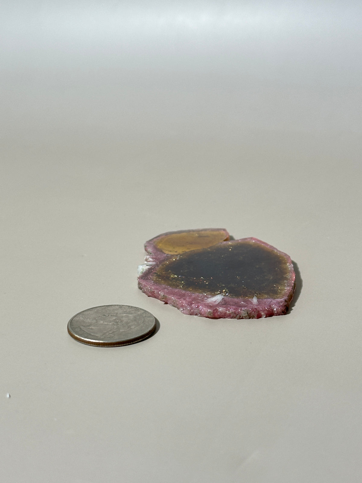 Yellow & Pink Tourmaline Slice