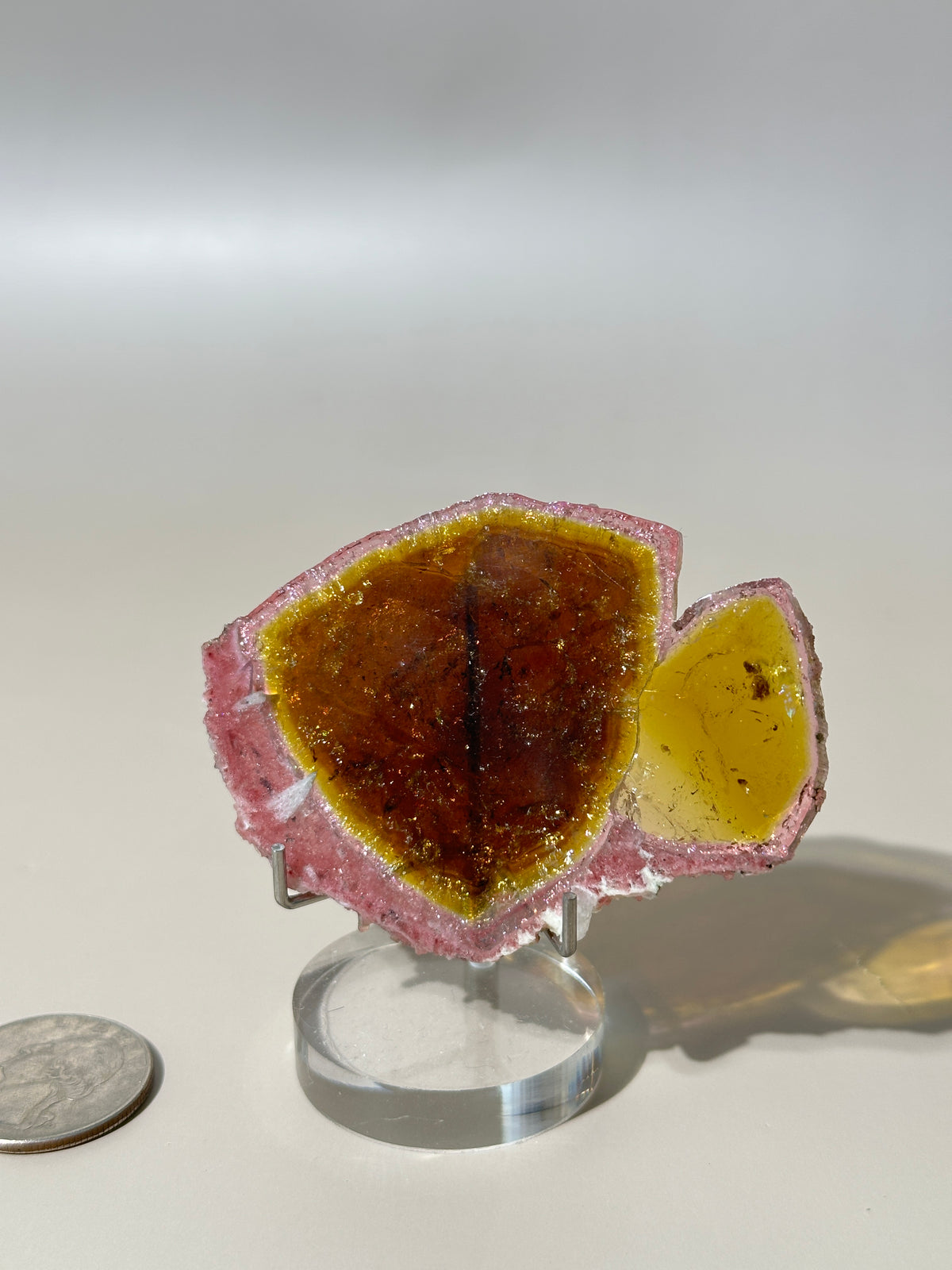 Yellow & Pink Tourmaline Slice