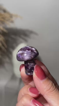 Charoite Mushroom Carving 1.25” | Rare Purple Crystal from Russia | Collectible Stone, Healing Gift, Crystal Decor