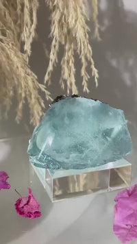 Gemmy Blue Topaz Mineral Specimen with Muscovite, Padre Paraiso, Brazil Crystal | Crystal Collector Home Decor #1