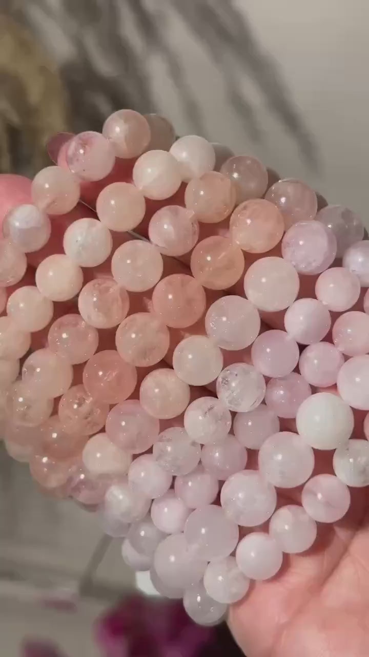 Gemmy Peachy Pink Morganite Bracelet, Heart Chakra Crystal, Crystal Jewelry