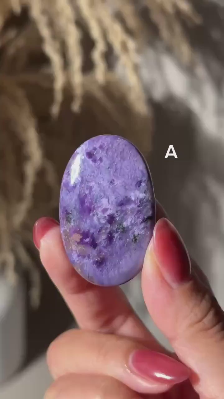 High Quality Charoite Palmstone from Russia, Purple Charoite Palm, Rare Collectible Pocket Stone for Gifting