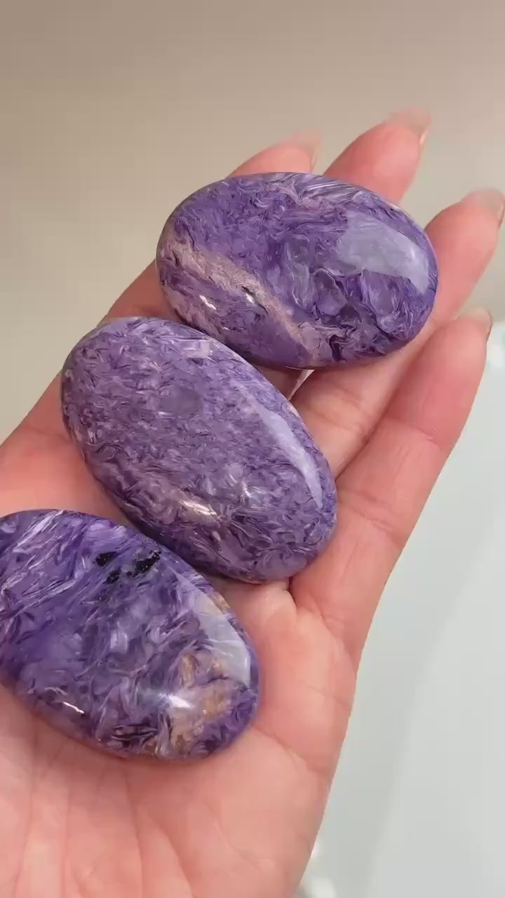 High Quality Charoite Palmstone, Purple Charoite Palm, Medium Pocket Stone 2" - CHOOSE YOUR PIECE