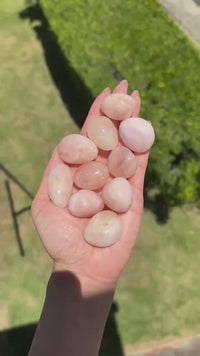 Morganite Tumble Stone: peachy pink pebble, Pakistan Heart Chakra Crystal, Pocket Stone
