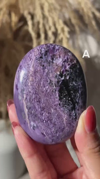 Large Charoite Palmstone Pocket Stone 3" - CHOOSE YOUR PIECE