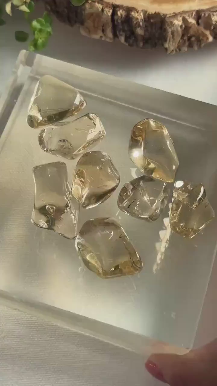 Natural Citrine Tumble Stone: Brazil Pocket Palmstone for Manifestation
