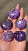 Purple Charoite Heart Palm Stone: Siberian Pocket Stone