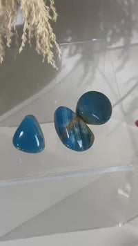 Blue Calcite Palm Stone: Argentina Onyx Aquatine Crystal Tumble, Choose Your Piece