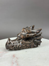 Rhodonite 5" Dragon Skull Carving #D6