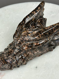 Rhodonite 5" Dragon Skull Carving #D6