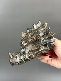 Rhodonite 5" Dragon Skull Carving #D6