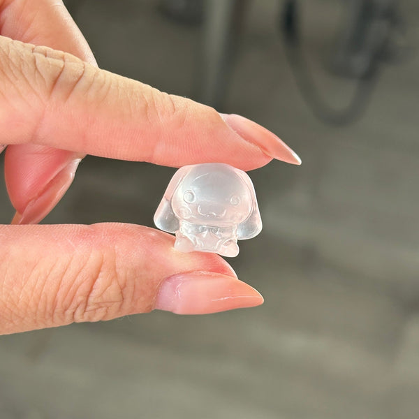 rose quartz mini carving puppy