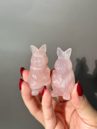 Rose Quartz Rabbit Bunny Carving