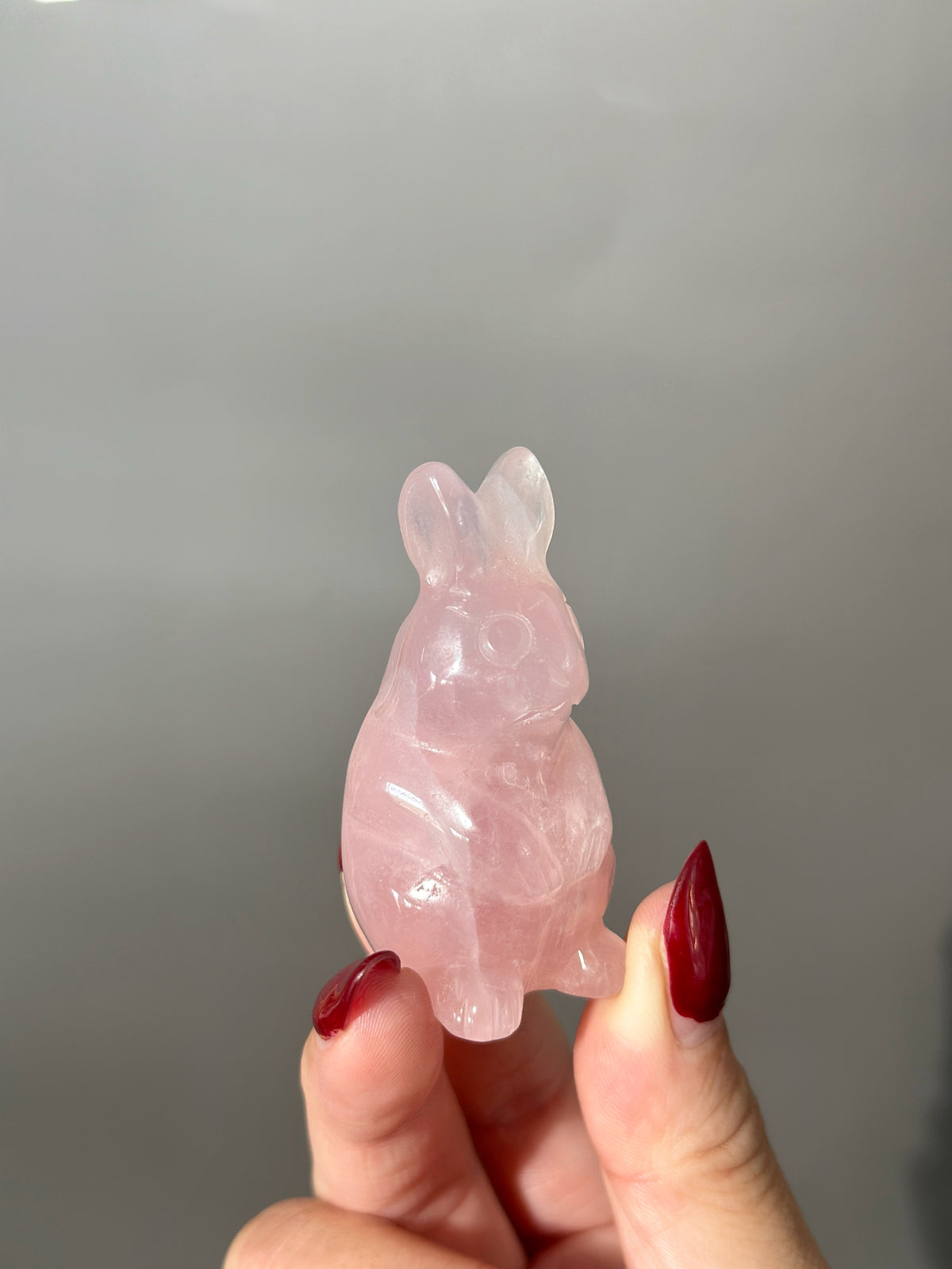 Rose Quartz Rabbit Bunny Carving