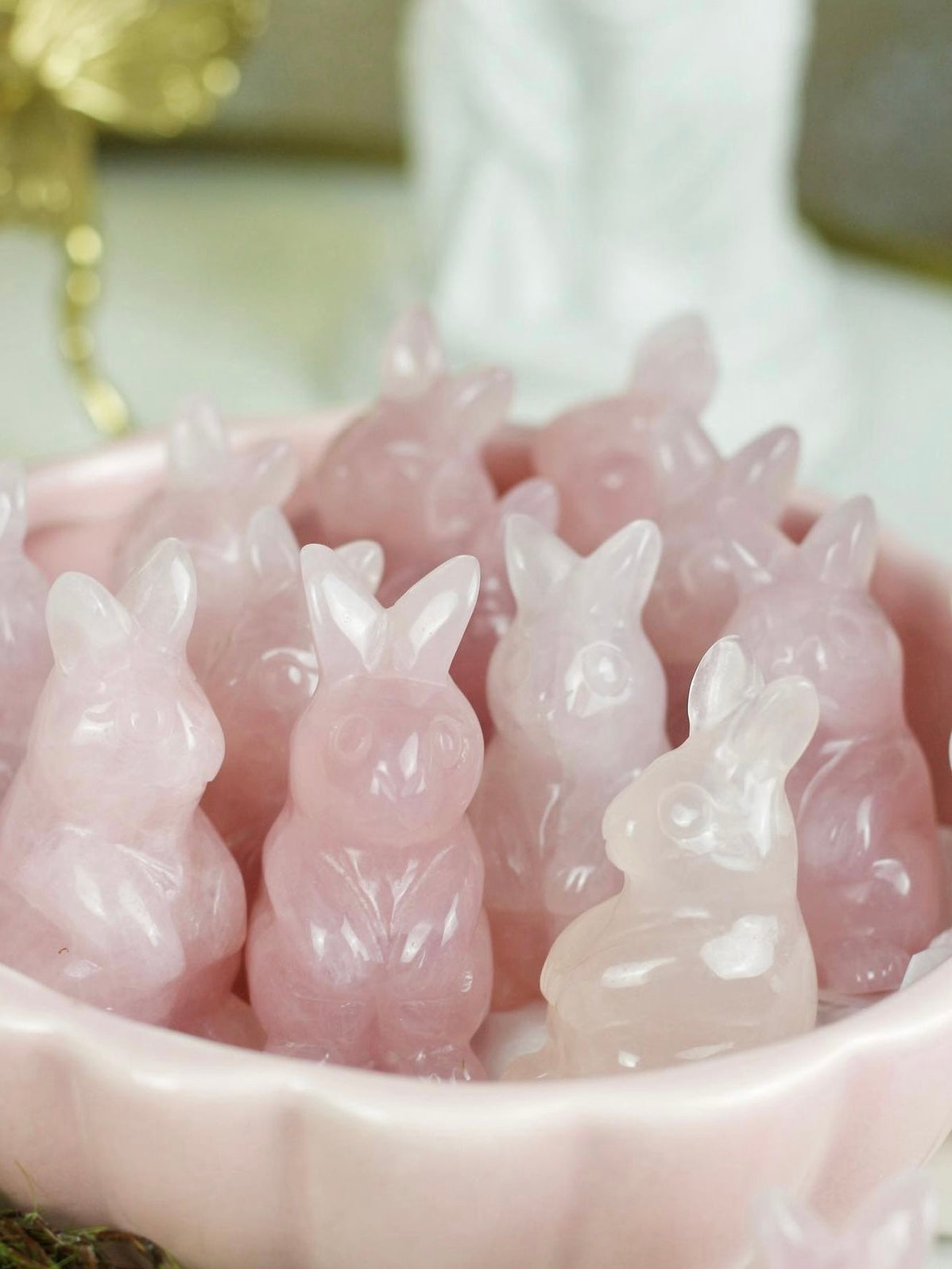 Rose Quartz Rabbit Bunny Carving