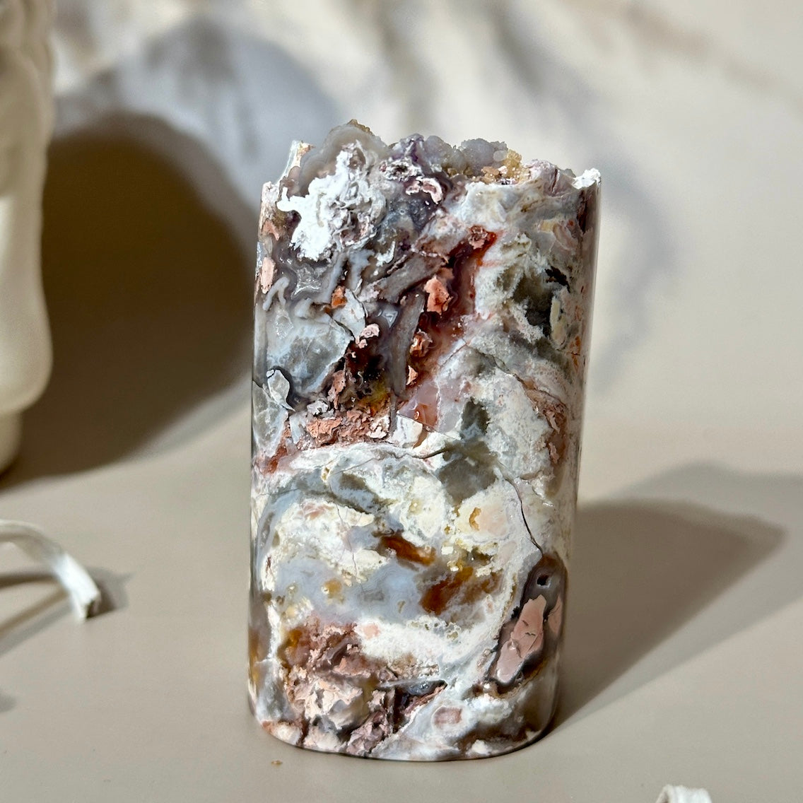 Tiffany Stone | Frosted Botryoidal Pastel Grey, Creamy Eggshell & Peachy Pink