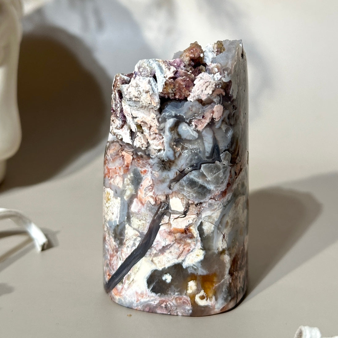 Tiffany Stone | Frosted Botryoidal Pastel Grey, Creamy Eggshell & Peachy Pink